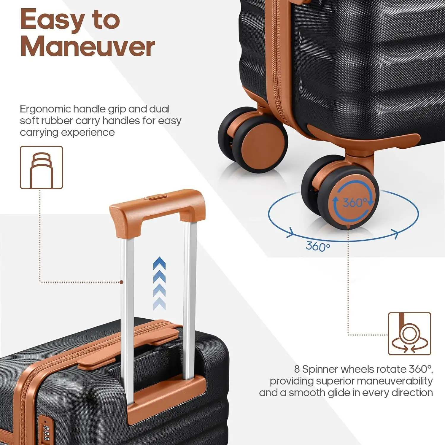 UKEIN Luggage Sets 3 Piece, Carry On Luggage 20 Inch With Spinner Wheels - 819maz4mN2L._AC_SL1500_